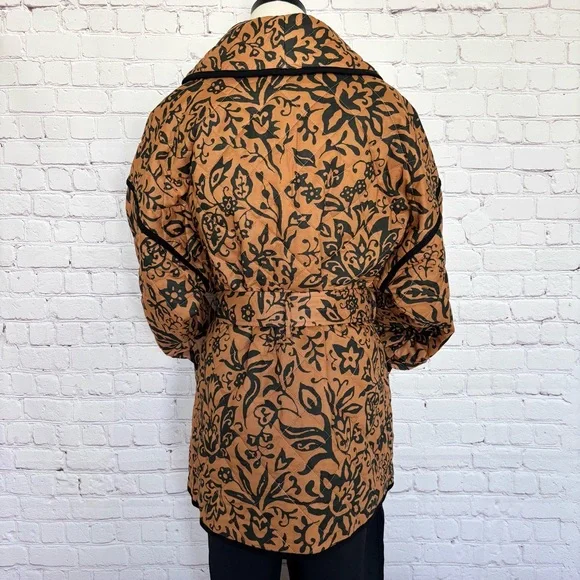 BAGATELLE Quilted Brown & Black Floral Belted Jacket--NWT--XL - Picture 8 of 16